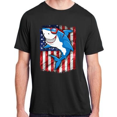 Shark 4th of July American Flag Jawsome Adult ChromaSoft Performance T-Shirt