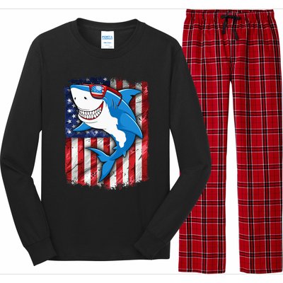 Shark 4th of July American Flag Jawsome Long Sleeve Pajama Set