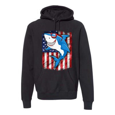 Shark 4th of July American Flag Jawsome Premium Hoodie