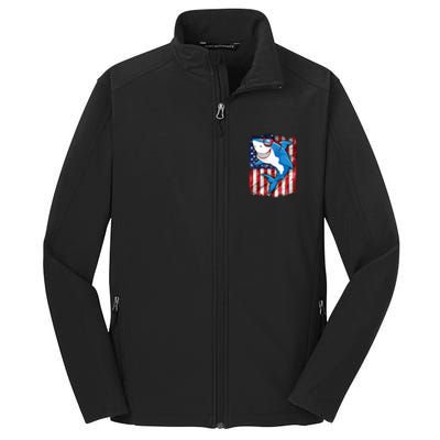 Shark 4th of July American Flag Jawsome Core Soft Shell Jacket