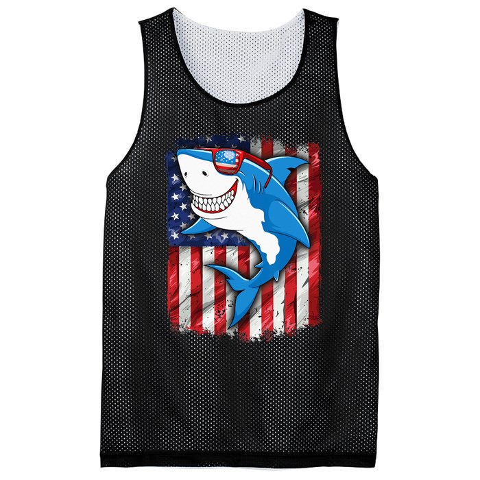 Shark 4th of July American Flag Jawsome Mesh Reversible Basketball Jersey Tank