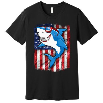 Shark 4th of July American Flag Jawsome Premium T-Shirt