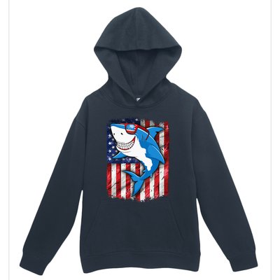 Shark 4th of July American Flag Jawsome Urban Pullover Hoodie