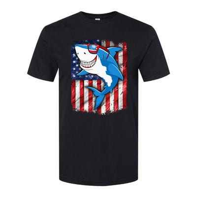 Shark 4th of July American Flag Jawsome Softstyle CVC T-Shirt