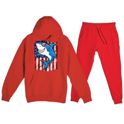 Shark 4th of July American Flag Jawsome Premium Hooded Sweatsuit Set