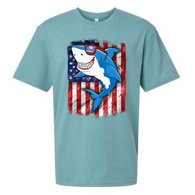 Shark 4th of July American Flag Jawsome Sueded Cloud Jersey T-Shirt