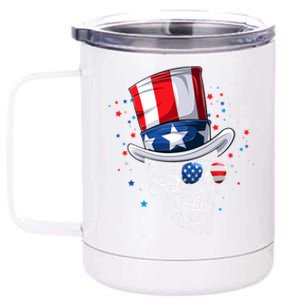 Skull 4th Of July American Flag Sunglasses Gift 12 oz Stainless Steel Tumbler Cup