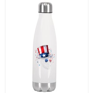 Skull 4th Of July American Flag Sunglasses Gift Stainless Steel Insulated Water Bottle