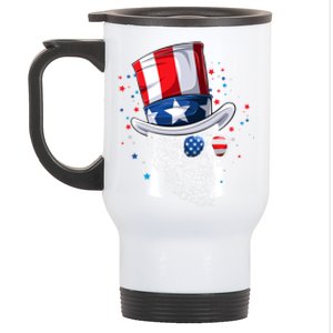 Skull 4th Of July American Flag Sunglasses Gift Stainless Steel Travel Mug