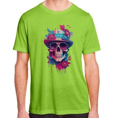 Skull 4th Of July Uncle Sam Skull American Flag Patriotic Meaningful Gift Adult ChromaSoft Performance T-Shirt