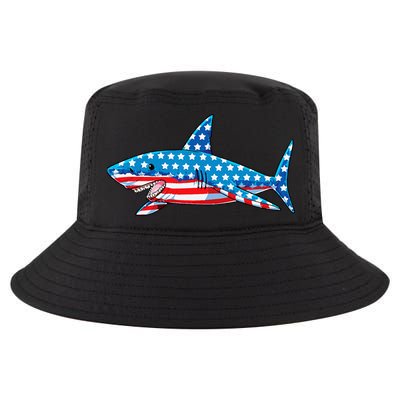 Shark 4th of July American Flag Jawsome  Cool Comfort Performance Bucket Hat