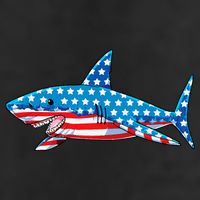 Shark 4th of July American Flag Jawsome  Cool Comfort Performance Bucket Hat