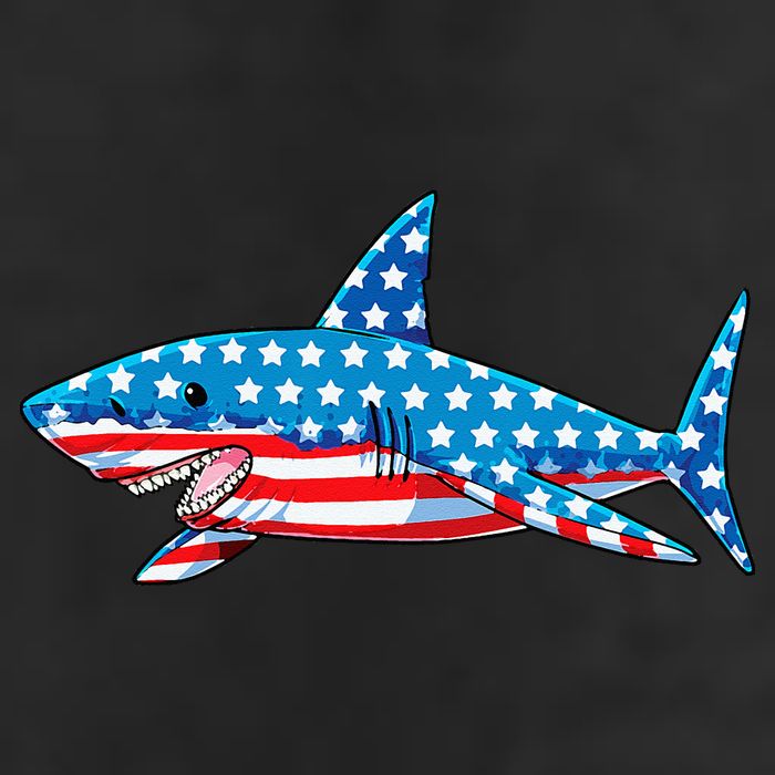 Shark 4th of July American Flag Jawsome  Cool Comfort Performance Bucket Hat