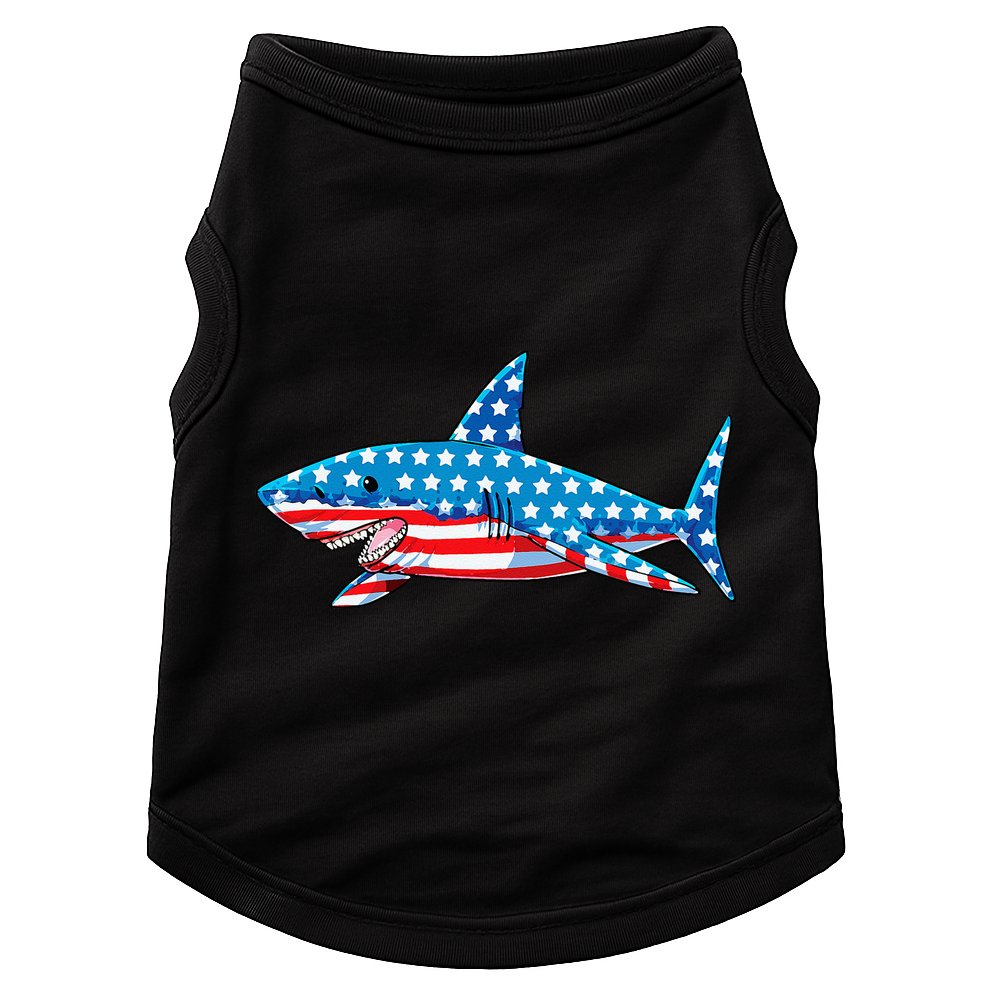 Shark 4th of July American Flag Jawsome  Doggie Tank