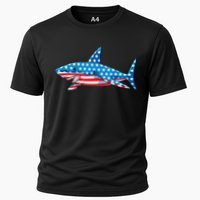 Shark 4th of July American Flag Jawsome  Cooling Performance Crew T-Shirt