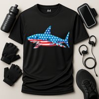 Shark 4th of July American Flag Jawsome  Cooling Performance Crew T-Shirt