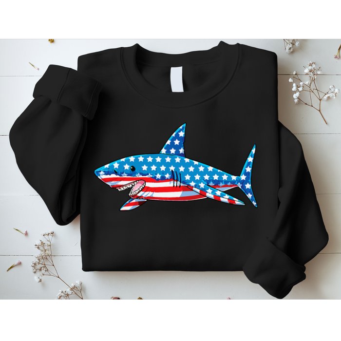 Shark 4th of July American Flag Jawsome  Sweatshirt