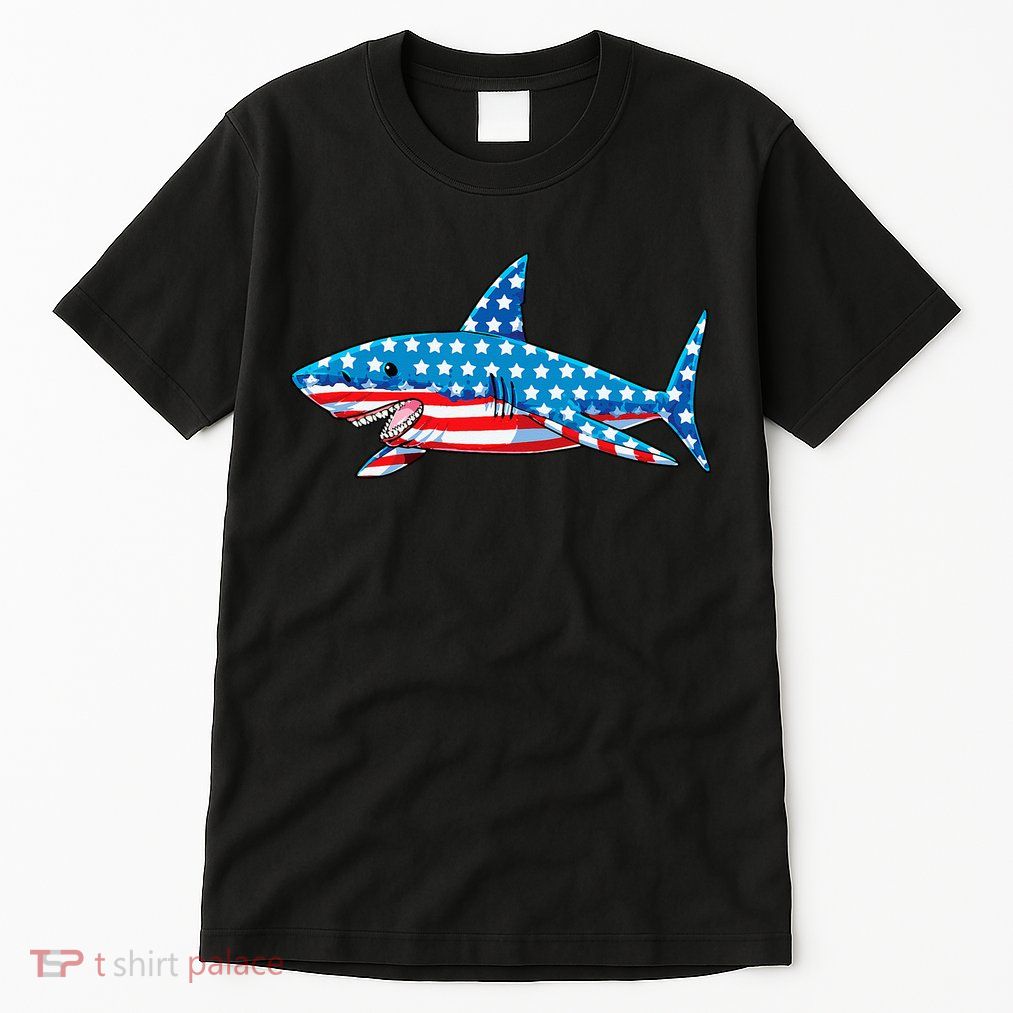 Shark 4th of July American Flag Jawsome  Tall T-Shirt