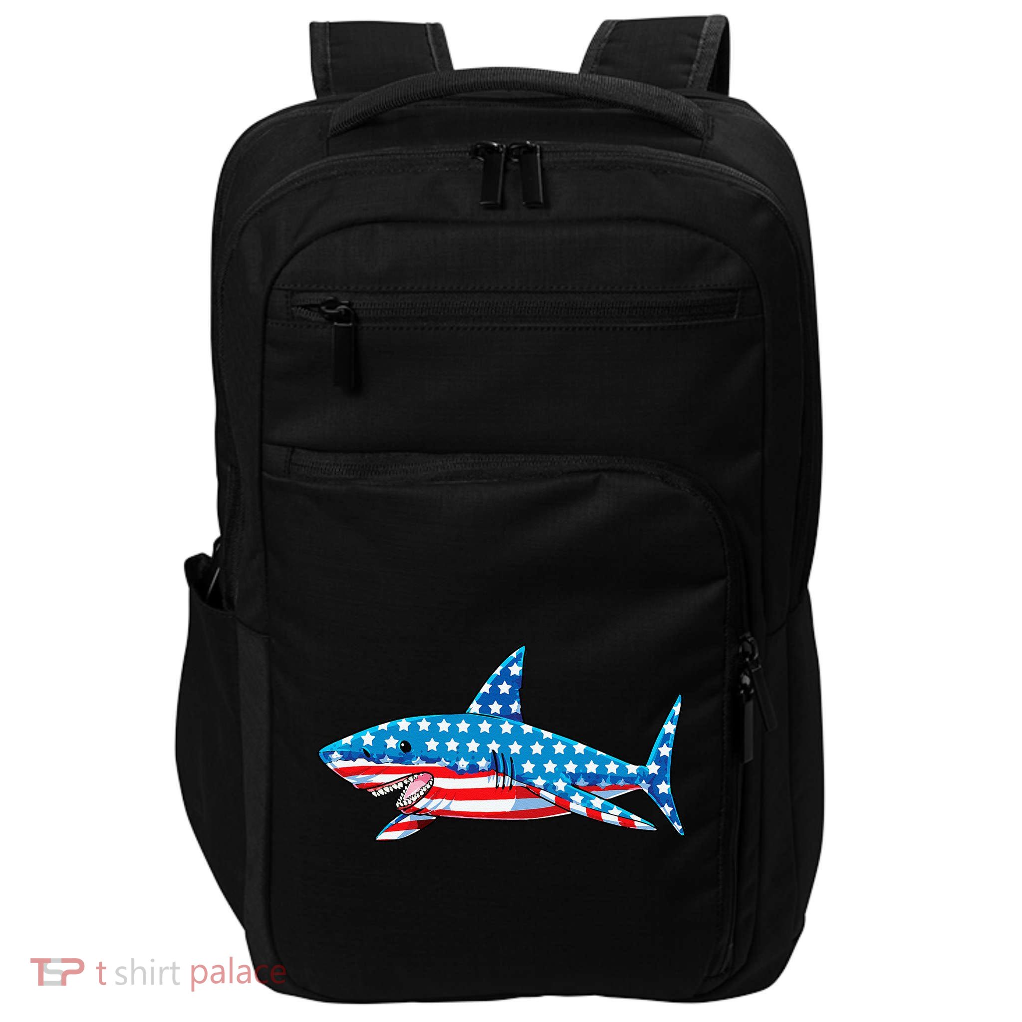 Shark 4th of July American Flag Jawsome  Impact Tech Backpack