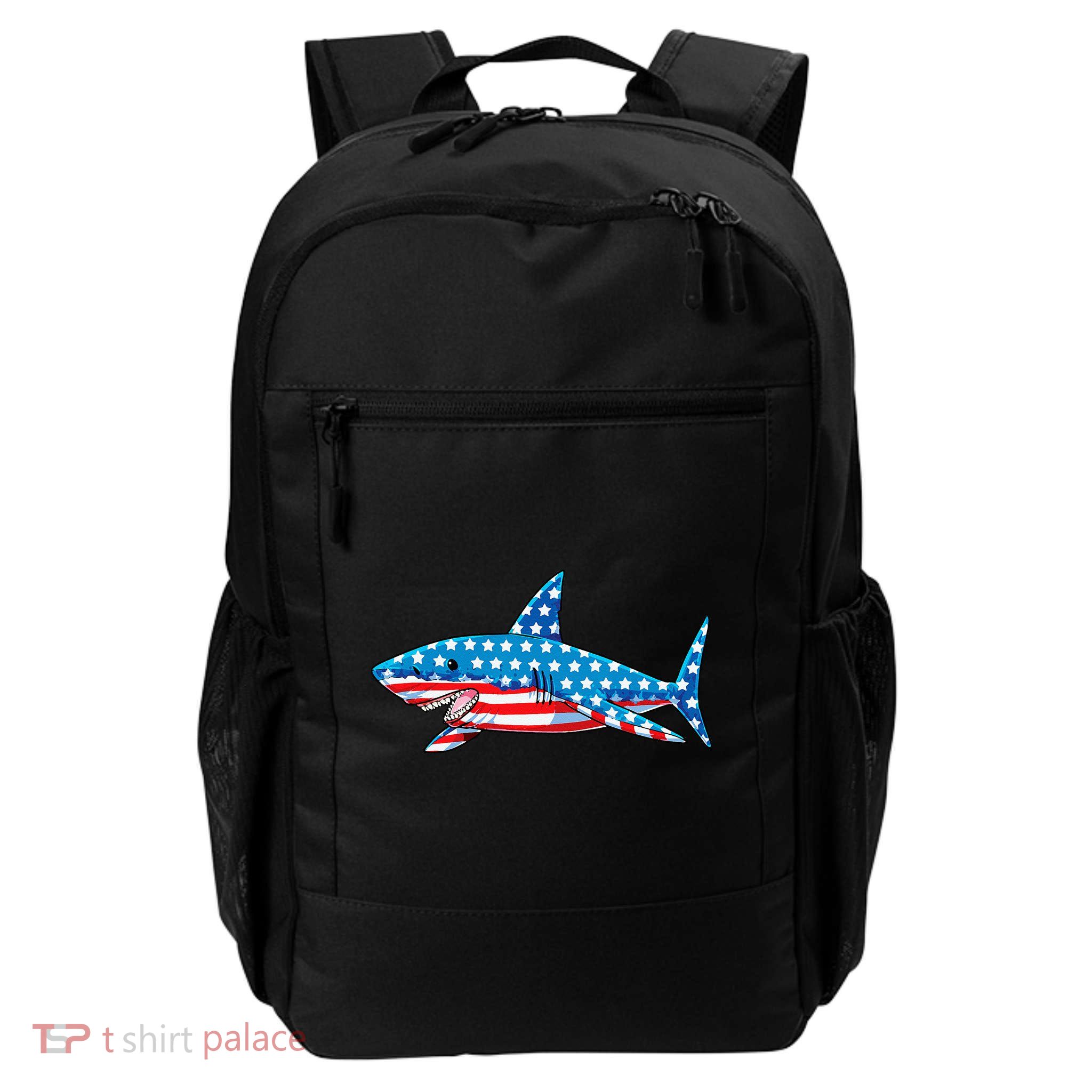 Shark 4th of July American Flag Jawsome  Backpack