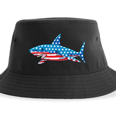 Shark 4th of July American Flag Jawsome  Sustainable Bucket Hat