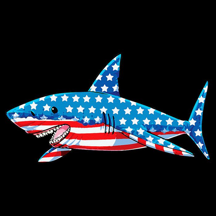 Shark 4th of July American Flag Jawsome  Sustainable Bucket Hat