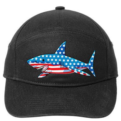 Shark 4th of July American Flag Jawsome  7-Panel Snapback Hat