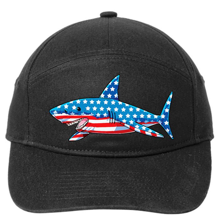 Shark 4th of July American Flag Jawsome  7-Panel Snapback Hat