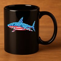 Shark 4th of July American Flag Jawsome  11oz C Handle Ceramic Mug