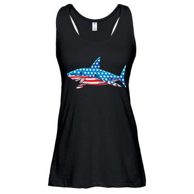 Shark 4th of July American Flag Jawsome  Ladies Essential Flowy Tank