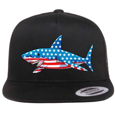 Shark 4th of July American Flag Jawsome  Flatbill Hat