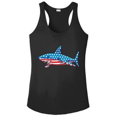 Shark 4th of July American Flag Jawsome  Ladies PosiCharge Competitor Racerback Tank