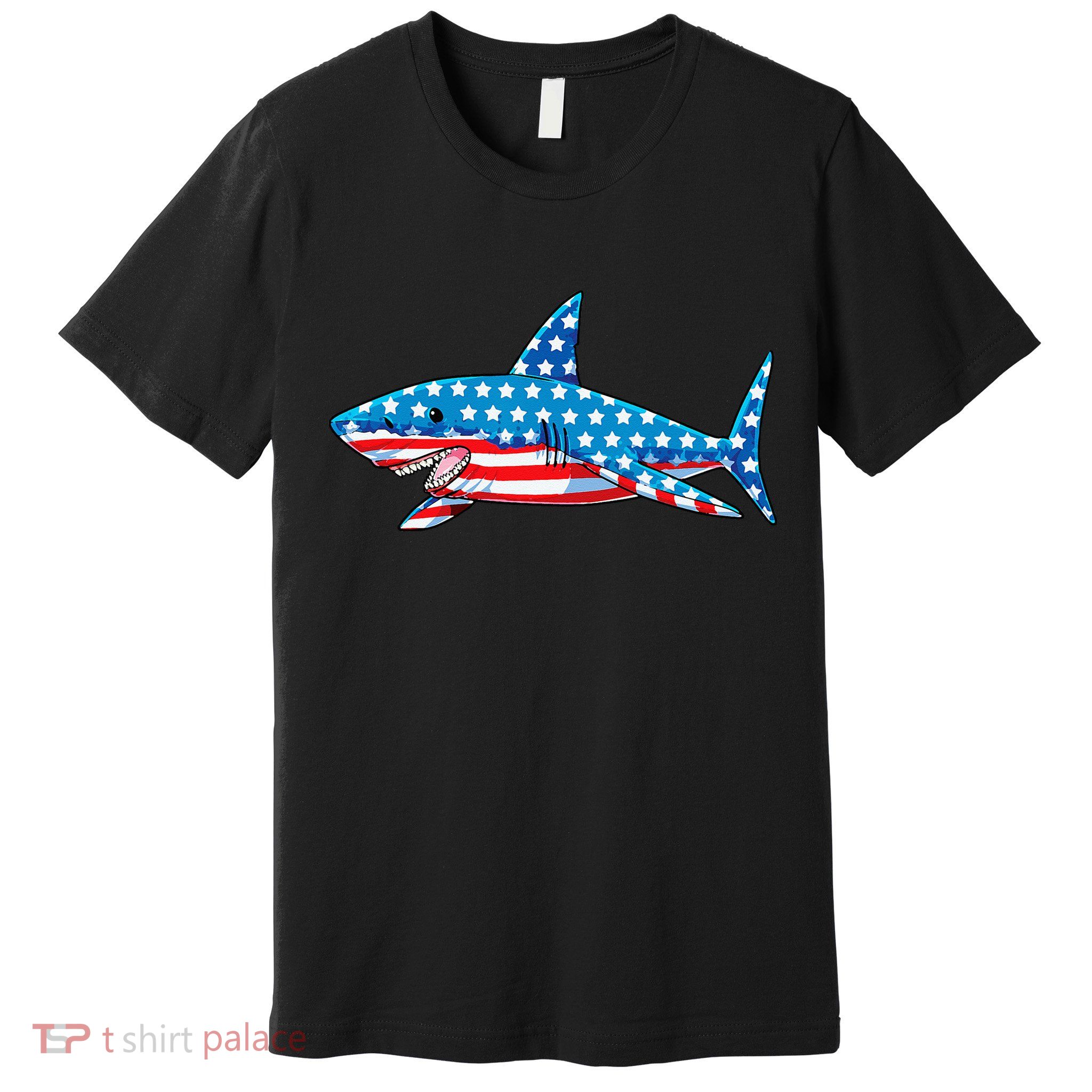 Shark 4th of July American Flag Jawsome  Premium T-Shirt