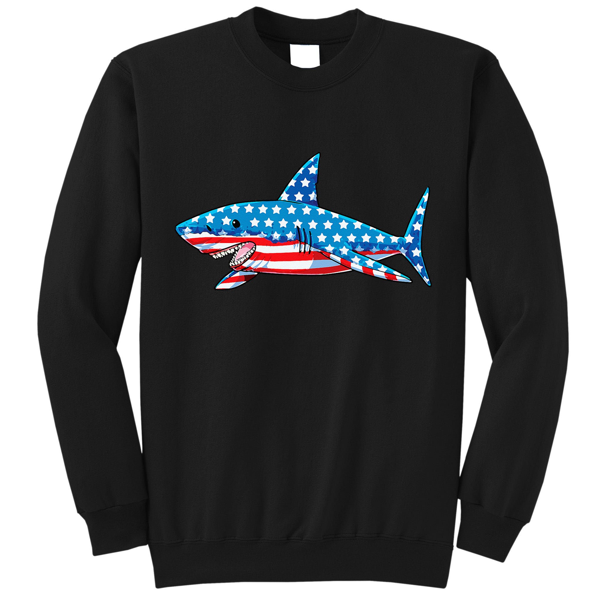 Shark 4th of July American Flag Jawsome  Tall Sweatshirt