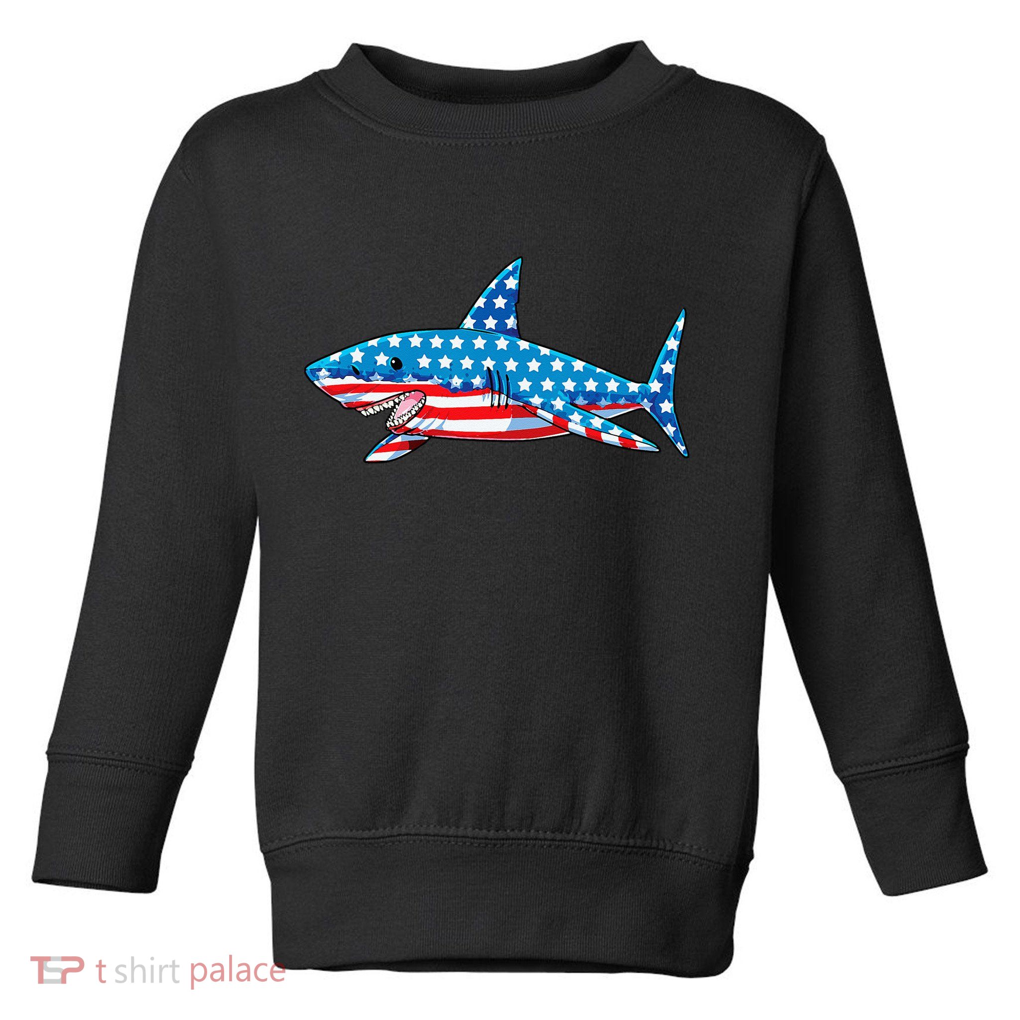 Shark 4th of July American Flag Jawsome  Toddler Sweatshirt