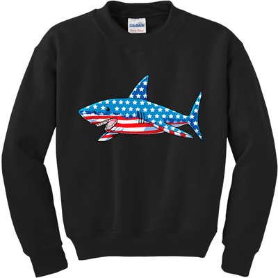 Shark 4th of July American Flag Jawsome  Kids Sweatshirt