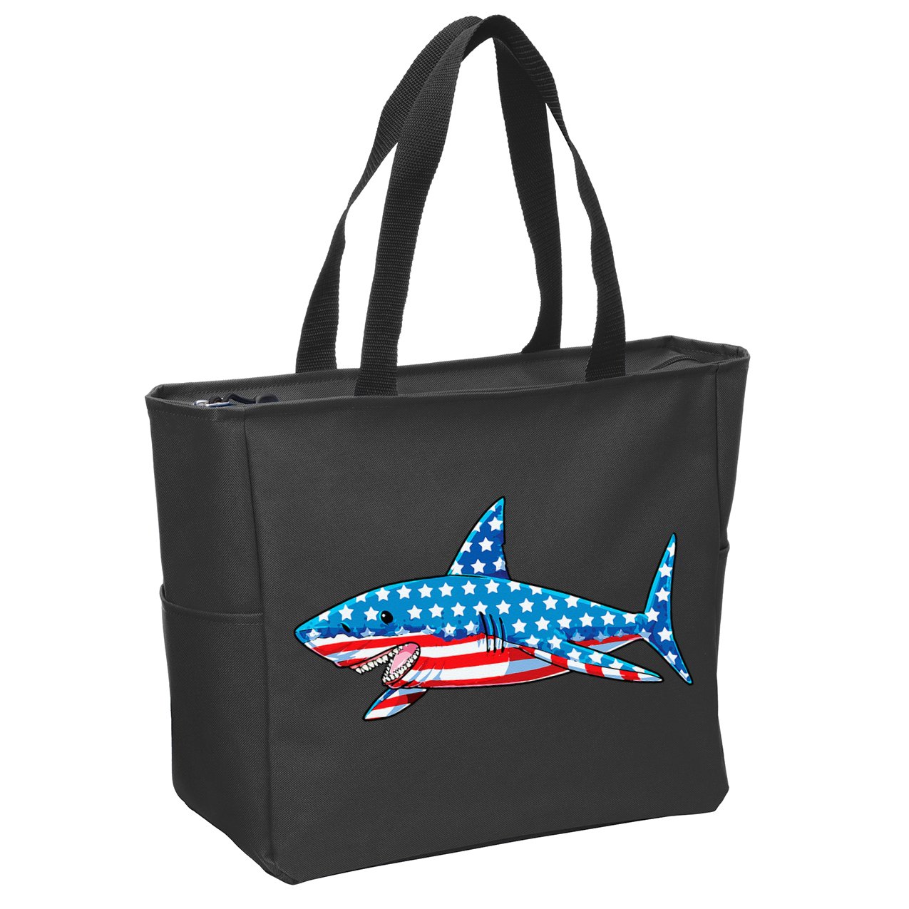 Shark 4th of July American Flag Jawsome  Zip Tote Bag