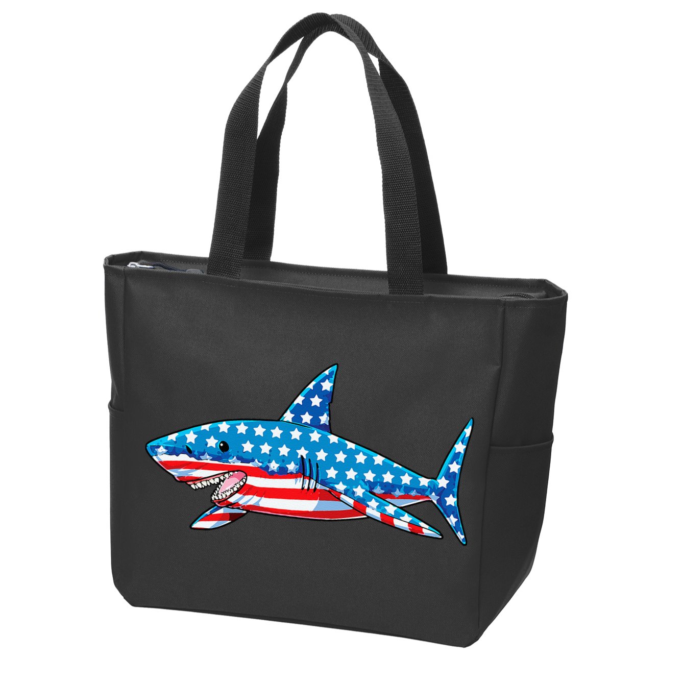 Shark 4th of July American Flag Jawsome  Zip Tote Bag