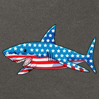 Shark 4th of July American Flag Jawsome  Cotton Canvas Backpack