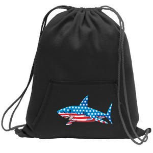 Shark 4th of July American Flag Boy Sweatshirt Cinch Pack Bag