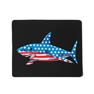 Shark 4th of July American Flag Boy Mousepad