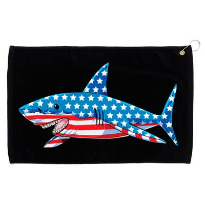 Shark 4th of July American Flag Boy Grommeted Golf Towel