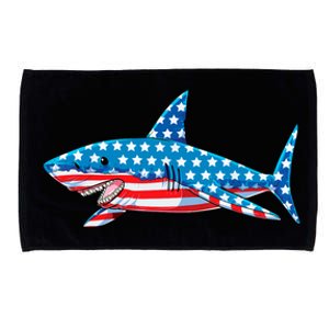 Shark 4th of July American Flag Boy Microfiber Hand Towel