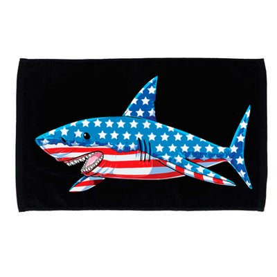 Shark 4th of July American Flag Boy Microfiber Hand Towel