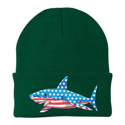 Shark 4th Of July American Flag Knit Cap Winter Beanie