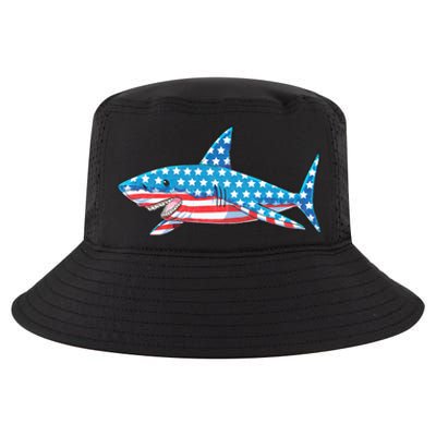 Shark 4th Of July American Flag Cool Comfort Performance Bucket Hat