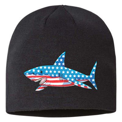 Shark 4th Of July American Flag Sustainable Beanie