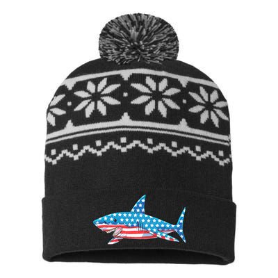 Shark 4th Of July American Flag USA-Made Snowflake Beanie