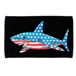 Shark 4th Of July American Flag Microfiber Hand Towel