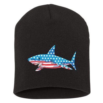 Shark 4th Of July American Flag Short Acrylic Beanie